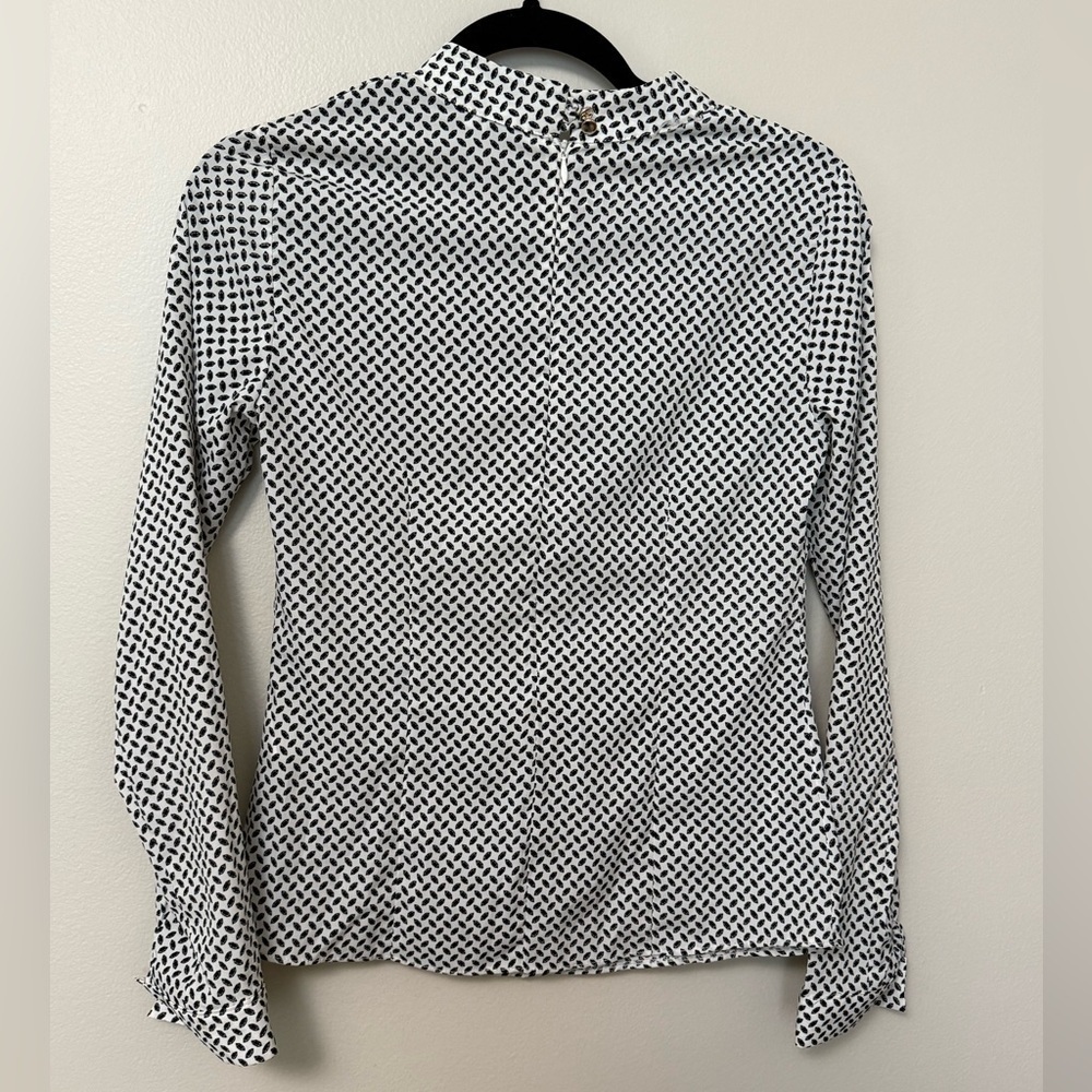 Black and White Patterned Blouse with statement Bow - Picture 3 of 11